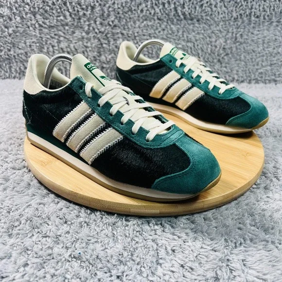 Adidas Country OG W Shoes Womens 9.5 Green Cow Fur Sneakers Originals JQ0544